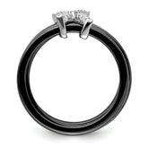 Brilliant Embers Sterling Silver Rhodium-plated 17 Stone Micro Pav‚ CZ X Ceramic Ring